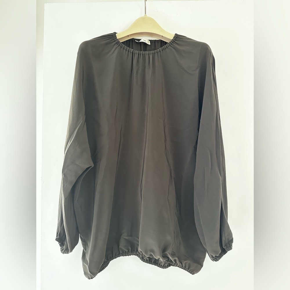 The Row Rain Top in forest green silk size Small